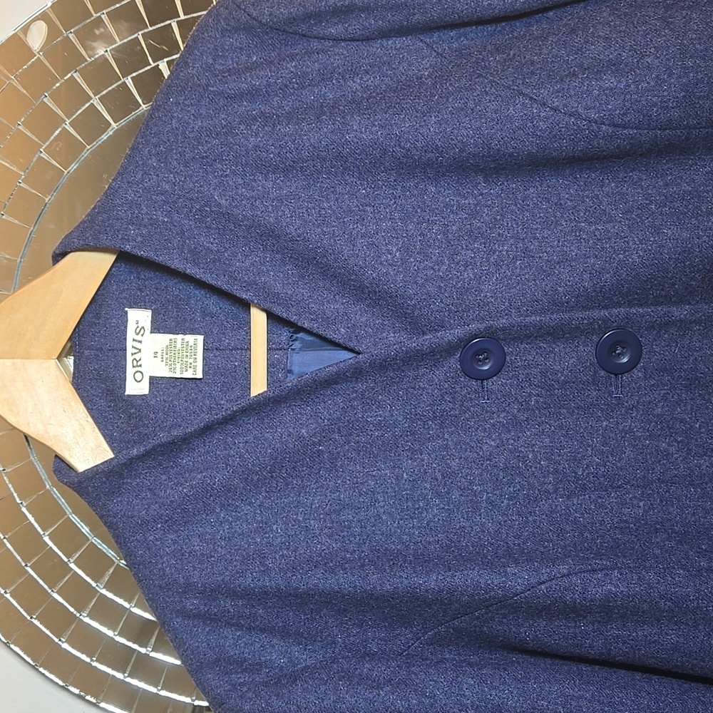 Orvis Wool Stand Collar Button Front Lined Blazer… - image 5